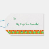 Schattigee Groene Kikker Kerstmis Santa Hat Cartoo Cadeaulabel (Achterkant Horizontaal)