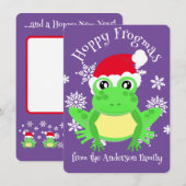Schattigee Groene Kikker Kerstmis Santa Hat Cartoo Feestdagenkaart (Voorkant / Achterkant)