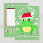 Schattigee Groene Kikker Kerstmis Santa Hat Cartoo Feestdagenkaart (Voorkant / Achterkant)