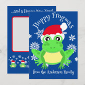 Schattigee Groene Kikker Kerstmis Santa Hat Cartoo Feestdagenkaart (Voorkant / Achterkant)