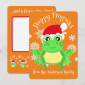 Schattigee Groene Kikker Kerstmis Santa Hat Cartoo Feestdagenkaart (Voorkant / Achterkant)