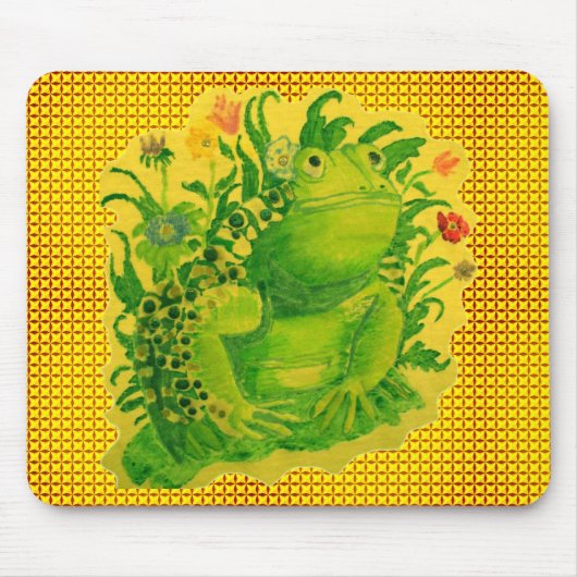 Schattigee Groene Kikker Kunstwerk Schilderen Muismat (Voorkant)