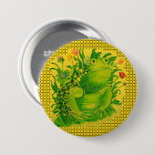 Schattigee Groene Kikker Kunstwerk Schilderen Ronde Button 7,6 Cm (Voorkant /achterkant)