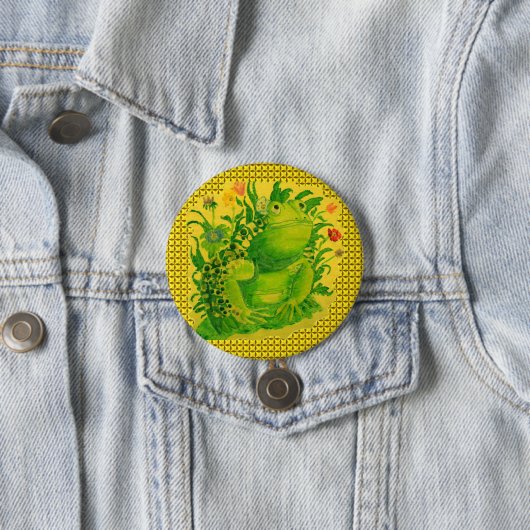 Schattigee Groene Kikker Kunstwerk Schilderen Ronde Button 7,6 Cm (In situ)
