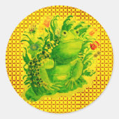 Schattigee Groene Kikker Kunstwerk Schilderen Ronde Sticker (Voorkant)