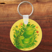 Schattigee Groene Kikker Kunstwerk Schilderen Sleutelhanger (Voorkant)
