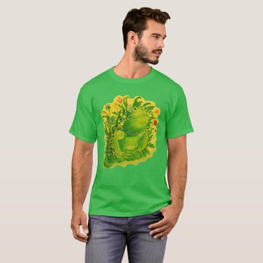 Schattigee Groene Kikker Kunstwerk Schilderij Unis T-shirt (Voorkant volledig)