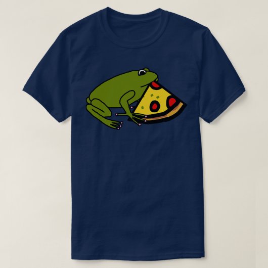 Schattigee Groene Kikker met Pizza Slice T-shirt (Design voorkant)