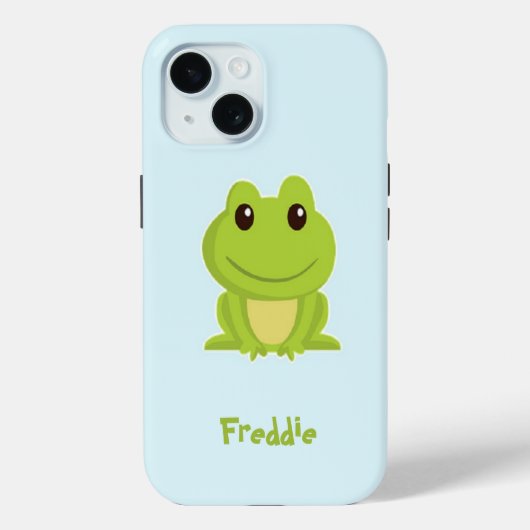Schattigee groene kikker op blauw Case-Mate iPhone case (Achterkant)