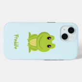 Schattigee groene kikker op blauw Case-Mate iPhone case (Achterkant (horizontaal))