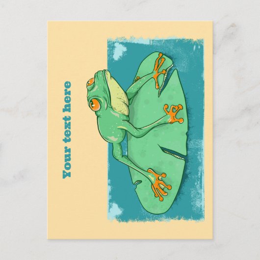 Schattigee groene kikker op een leliekussen briefkaart (Voorkant)