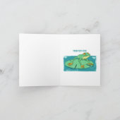 Schattigee groene kikker op een leliekussen kaart (Binnen)