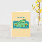 Schattigee groene kikker op een leliekussen kaart (Gele Bloem)