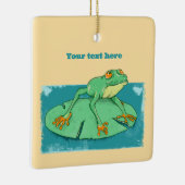 Schattigee groene kikker op een leliekussen keramisch ornament (Rechts)