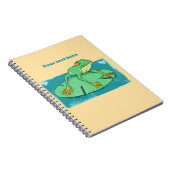 Schattigee groene kikker op een leliekussen notitieboek (Rechterzijde)