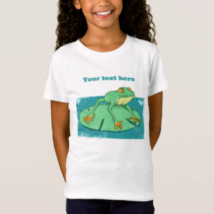 Schattigee groene kikker op een leliekussen t-shirt