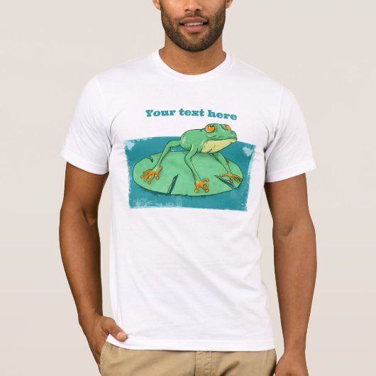 Schattigee groene kikker op een leliekussen t-shirt (Voorkant)