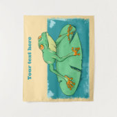 Schattigee groene kikker op een leliekussen wandkleed (Voorkant)