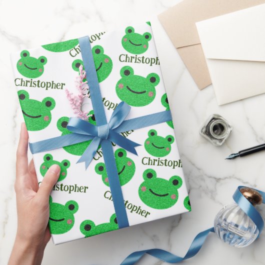 Schattigee Groene Kikker Patroon Plezier Cadeaupapier (Geschenken)