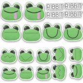 Schattigee Groene Kikker Sticker Set (Voorkant)