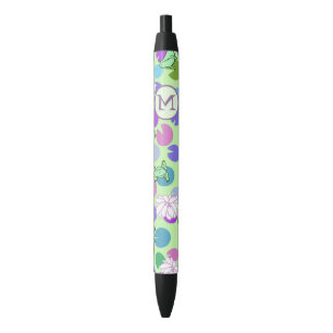 Schattigee Groene Kikkers Custom Monogram Initiaal Zwarte Inkt Pen