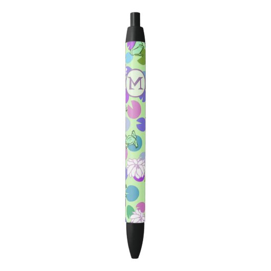 Schattigee Groene Kikkers Custom Monogram Initiaal Zwarte Inkt Pen (Voorkant Verticaal)