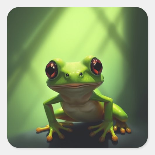 Schattigee groene kikkers stickers (Voorkant)