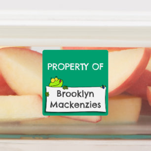 Schattigee groene kikkerteken cartoon gepersonalis labels