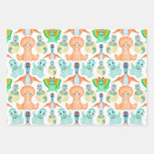 Schattigee Groene Kinder Waterverf Dino Verjaardag Inpakpapier Vel (Voorkant 2)