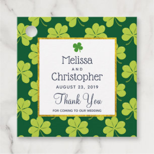 Schattigee Groene Klaver Pattern Bruiloft Dank u Bedankjes Labels