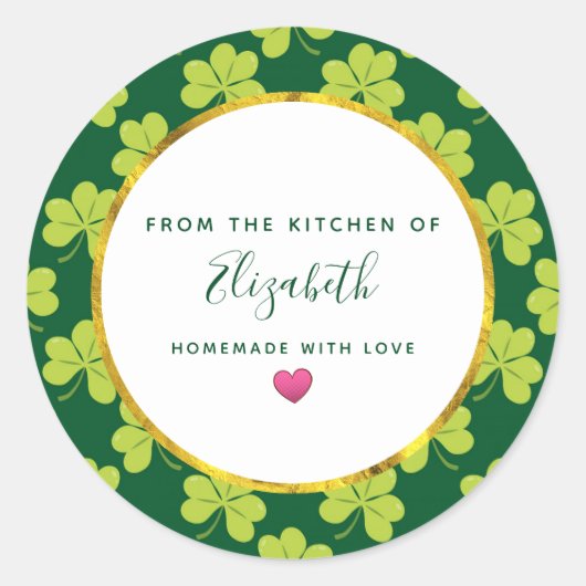 Schattigee Groene Klaver Shamrock Pattern Keuken Ronde Sticker (Voorkant)
