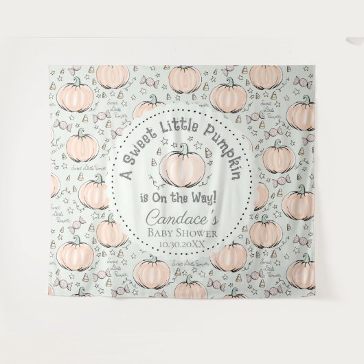 Schattigee Groene Kleine Pompoen Baby shower Achte Wandkleed (Voorkant (horizontaal))