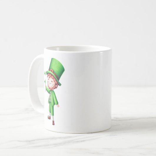 Schattigee groene Leprechaun Shamrock Koffiemok (Voorkant links)