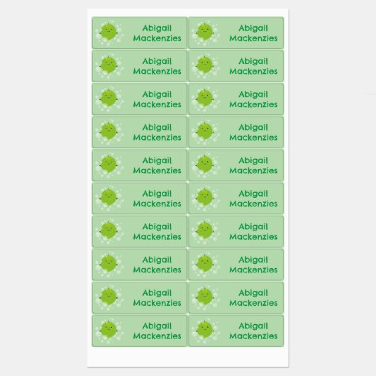 Schattigee groene limoen bubbels cartoon gepersona labels (Vel)