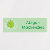Schattigee groene limoen bubbels cartoon gepersona labels (Design 2)