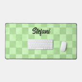 Schattigee Groene Limoen Checkers Patroonnaam Bureaumat (Keyboard & Muis)