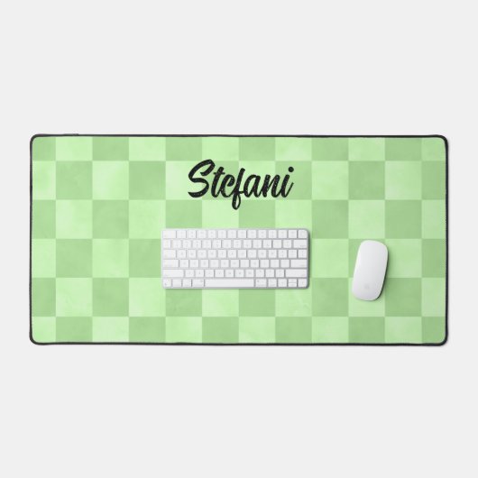 Schattigee Groene Limoen Checkers Patroonnaam Bureaumat (Keyboard & Muis)