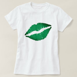 Schattigee groene lippen kus me ik ben Iers St Pat T-shirt
