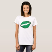 Schattigee groene lippen kus me ik ben Iers St Pat T-shirt (Voorkant volledig)