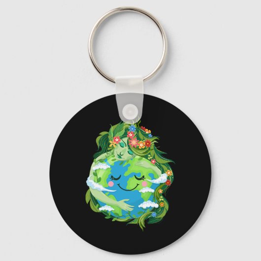 Schattigee Groene Moeder Gaia Save Our Planet Eart Sleutelhanger (Voorkant)