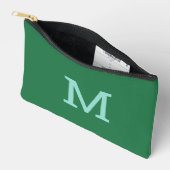 Schattigee Groene Monogram Initiaal Accessoire Zak Etui (Open)