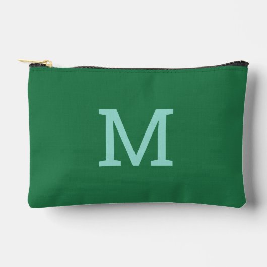 Schattigee Groene Monogram Initiaal Accessoire Zak Etui (Voorkant)