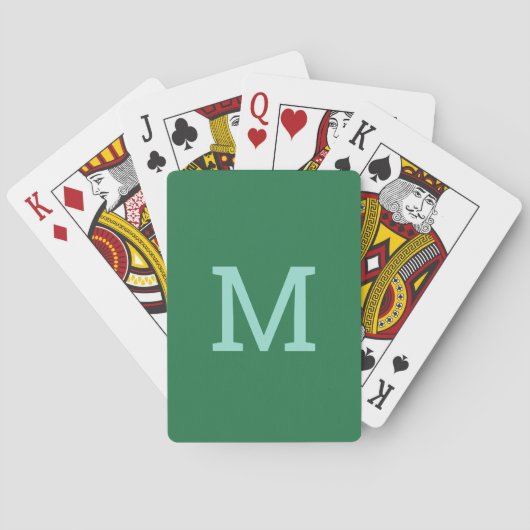 Schattigee Groene Monogrammed Initiaal Speelkaarte Pokerkaarten (Achterkant)