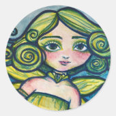 Schattigee groene Natuur Pixie Ronde Sticker (Voorkant)