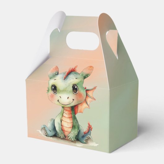 Schattigee Groene Oranje Dragon Boy Baby shower Da Bedankdoosjes (Achterkant)