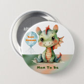 Schattigee Groene Oranje Dragon Boy Baby shower Mo Ronde Button 7,6 Cm (Voorkant /achterkant)