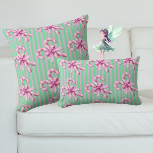 Schattigee Groene Paarse Roze Snoep Cane Kerstmis Kussen