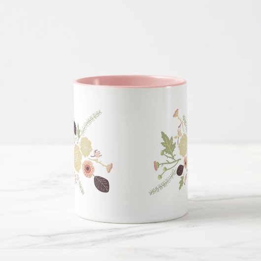 Schattigee groene perzik bloembloemen motief mok (Midden)