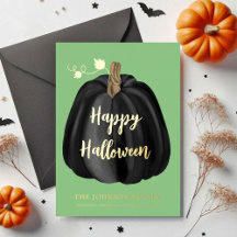 Schattigee groene pompoen Happy Halloween Gold
