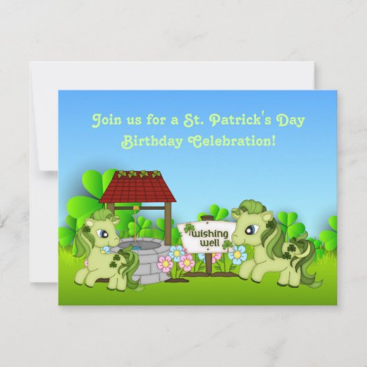 Schattigee groene pony's St Patrick's Day Horse Ve Kaart (Voorkant)